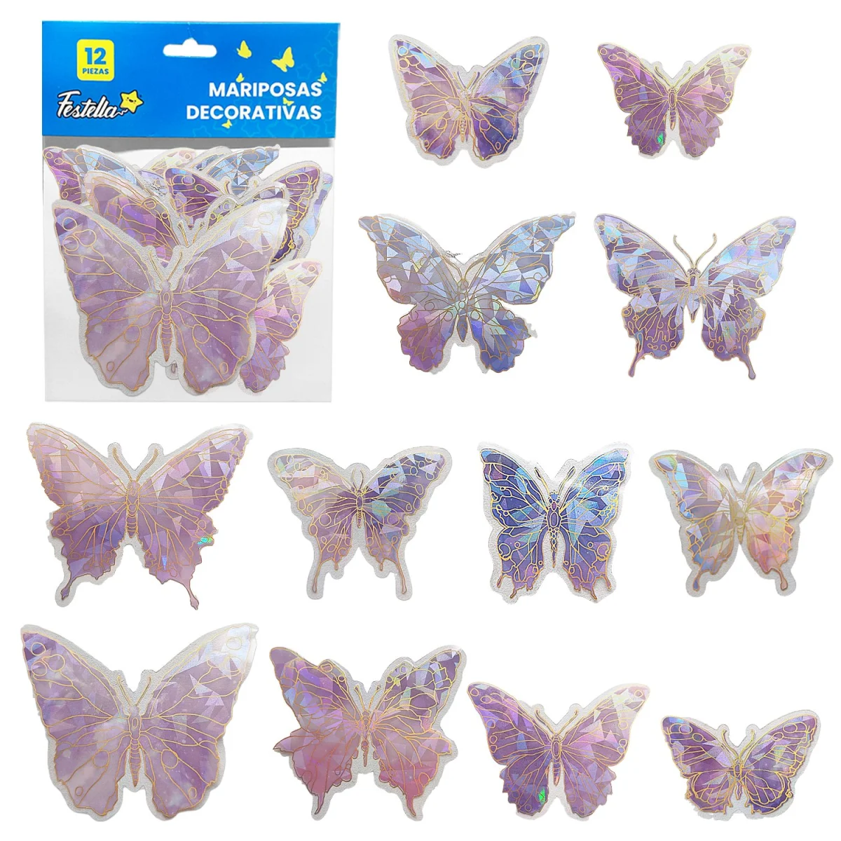 MARIPOSA DECORATIVA SURTIDA X12 (PQTX12)