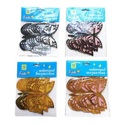 MARIPOSA DECORATIVA SURTIDA X12 (PQTX12)
