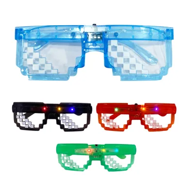 GAFAS NEON PIXELADAS CON LUZ PARA FIESTA (PQTX12)