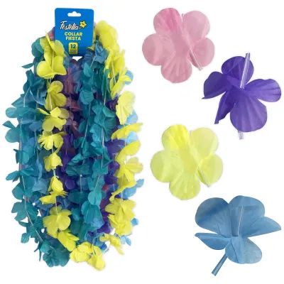 COLLAR HAWAIANO PARA FIESTA COLORES PASTEL (CARTX12) (PQTX24)