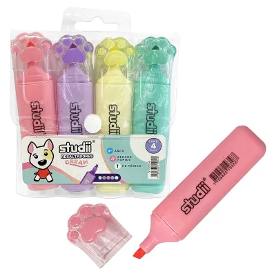 SET RESALTADOR HUELLA COLOR PASTEL X4 (CJX75)