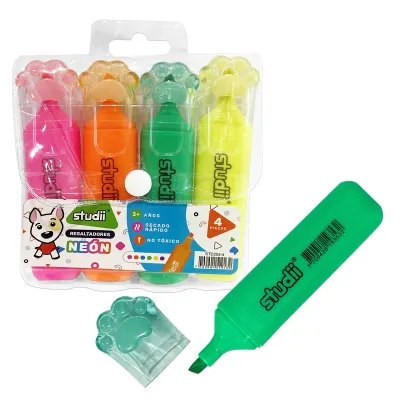 SET RESALTADOR HUELLA NEON X4 (CJX75)