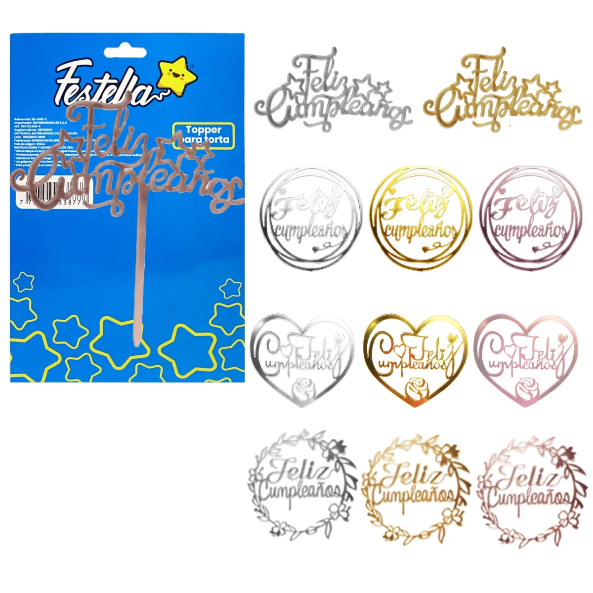 ADORNO FELIZ CUMPLEAÑOS PARA PASTEL (PQTX12)