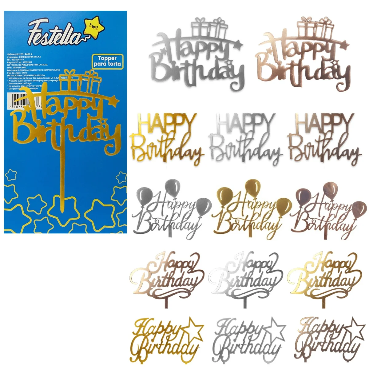 ADORNO HAPPY BIRTHDAY PARA PASTEL (PQTX12)