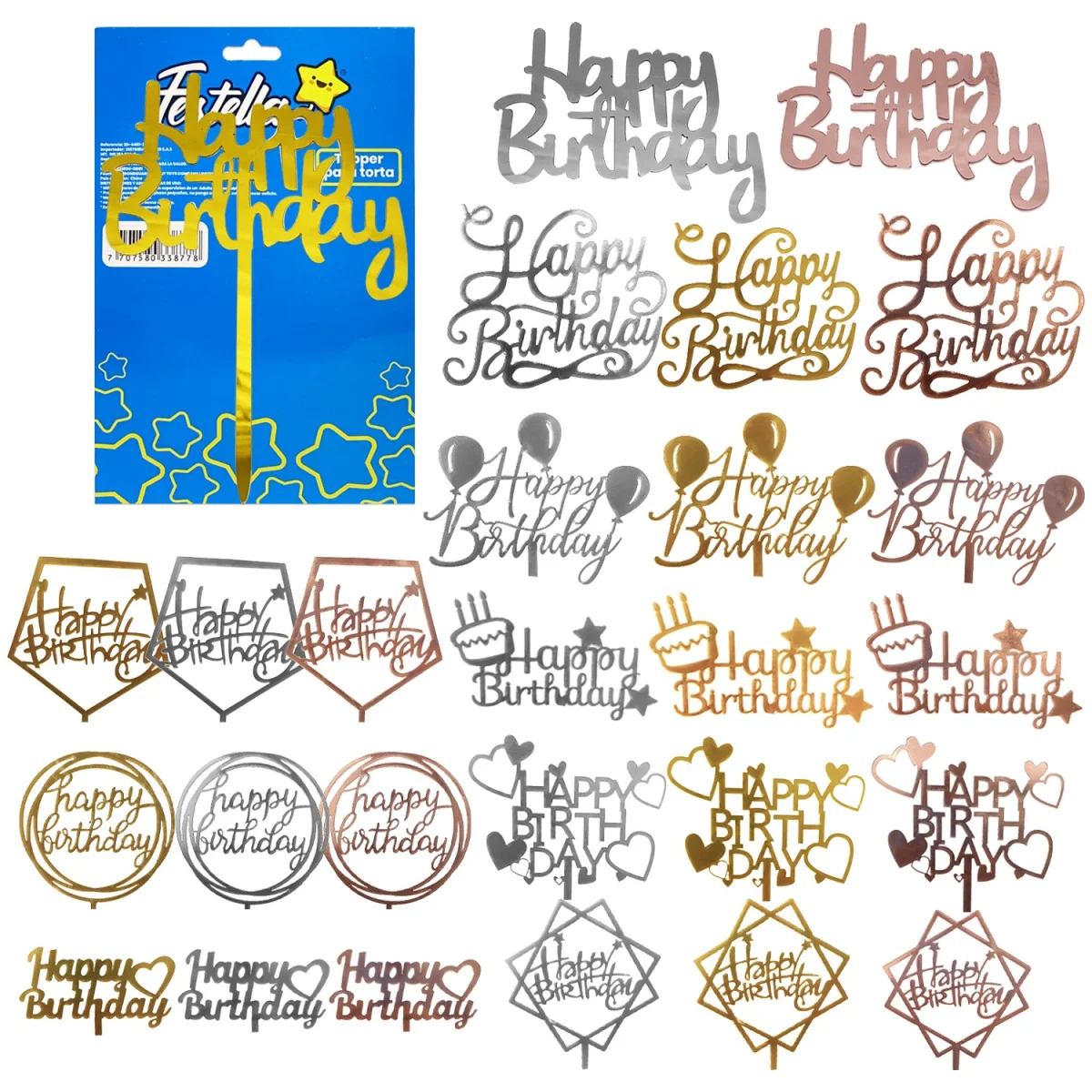 ADORNO HAPPY BIRTHDAY PARA PASTEL (PQTX12)