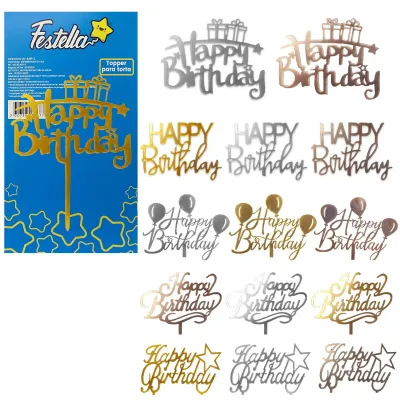 ADORNO HAPPY BIRTHDAY PARA PASTEL (PQTX12)