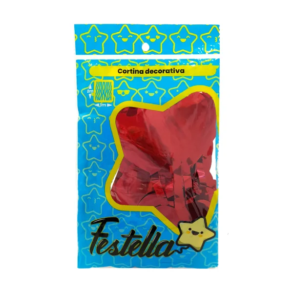 CORTINA DE FIESTA CORAZON ROJA 2*1M (PQTX12),