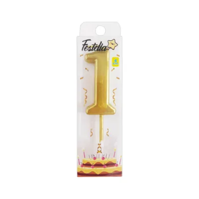 VELA NUMERO #1 DORADO 4.5CM (CJX12)