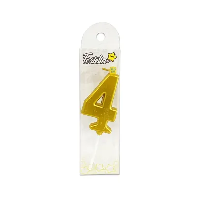 VELA NUMERO #4 DORADO 4.5CM (CJX12)