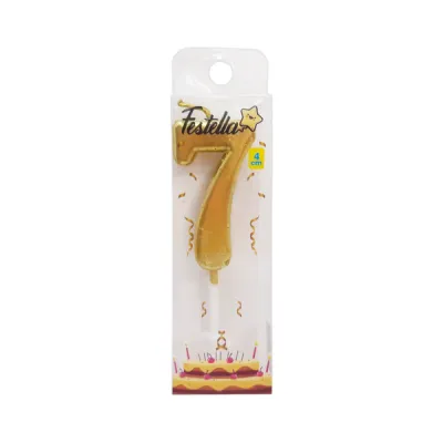 VELA NUMERO #7 DORADO 4.5CM (CJX12)