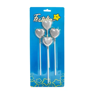 VELA CORAZON PLATEADA X4 (CJX30)