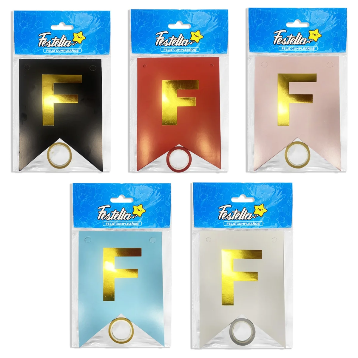 BANDERIN FELIZ CUMPLEAÑOS LISO (PQTX12)