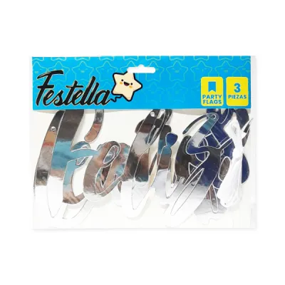 LETRERO FELIZ CUMPLEAÑOS PLATEADO (PQTX12)