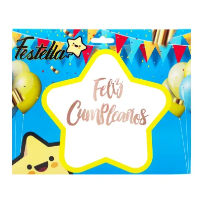 LETRERO FELIZ CUMPLEAÑOS PALO ROSA 3PCS (PQTX12)