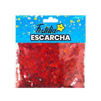 ESCARCHA PARA GLOBO ROJA HEXAGONAL (PQTX12)