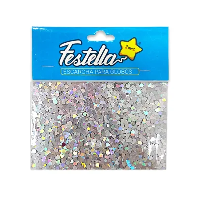ESCARCHA PARA GLOBO CORAZON PLATEADA (PQTX12)