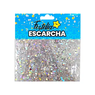 ESCARCHA PARA GLOBO CORAZON PLATEADA (PQTX12)