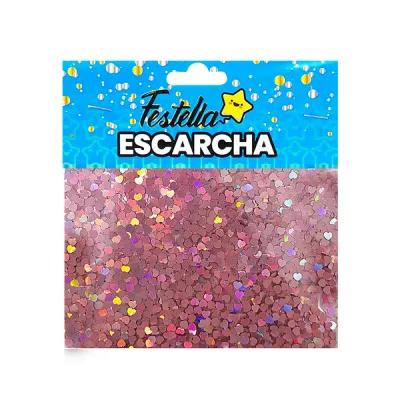 ESCARCHA PARA GLOBO CORAZON ROSADA (PQTX12)