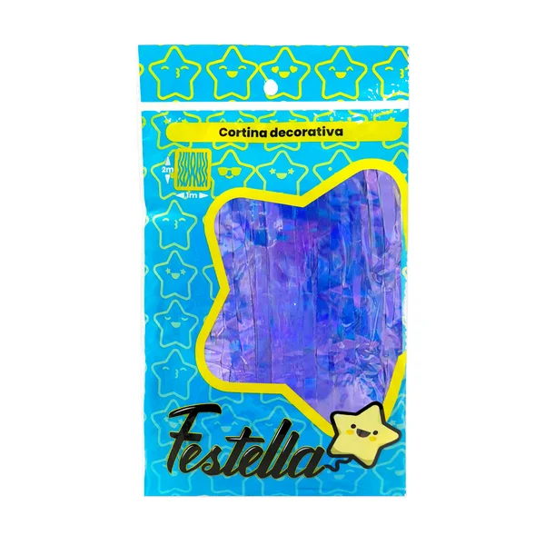 CORTINA DE FIESTA LISA AZUL 1*2M (PQTX12)