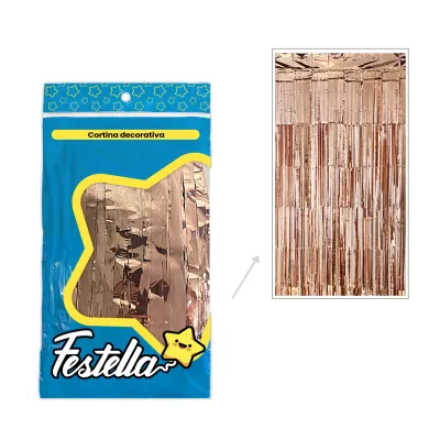 CORTINA DE FIESTA LISA PALO ROSA 1*2M (PQTX12)