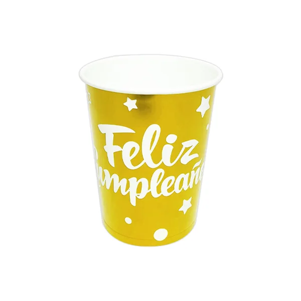 VASOS DE FIESTA FELIZ CUMPLEAÑOS DORADO X10 (PQTX10)