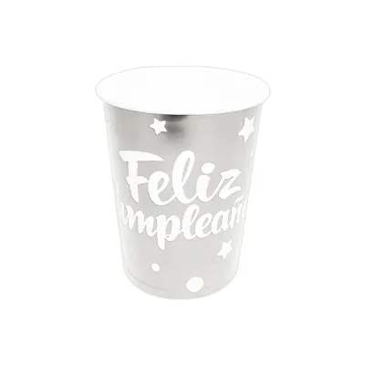 VASO DE FIESTA FELIZ CUMPLEAÑOS PLATEADO X10 (PQTX10)