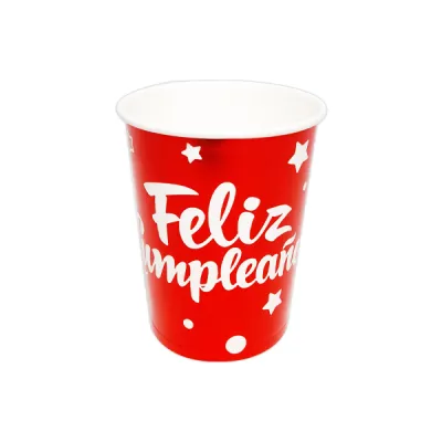 VASO DE FIESTA FELIZ CUMPLEAÑOS ROJO X10 (PQTX10)