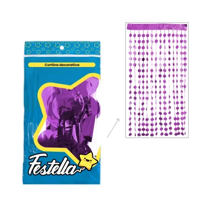 CORTINA DE FIESTA BOLAS FUCSIA