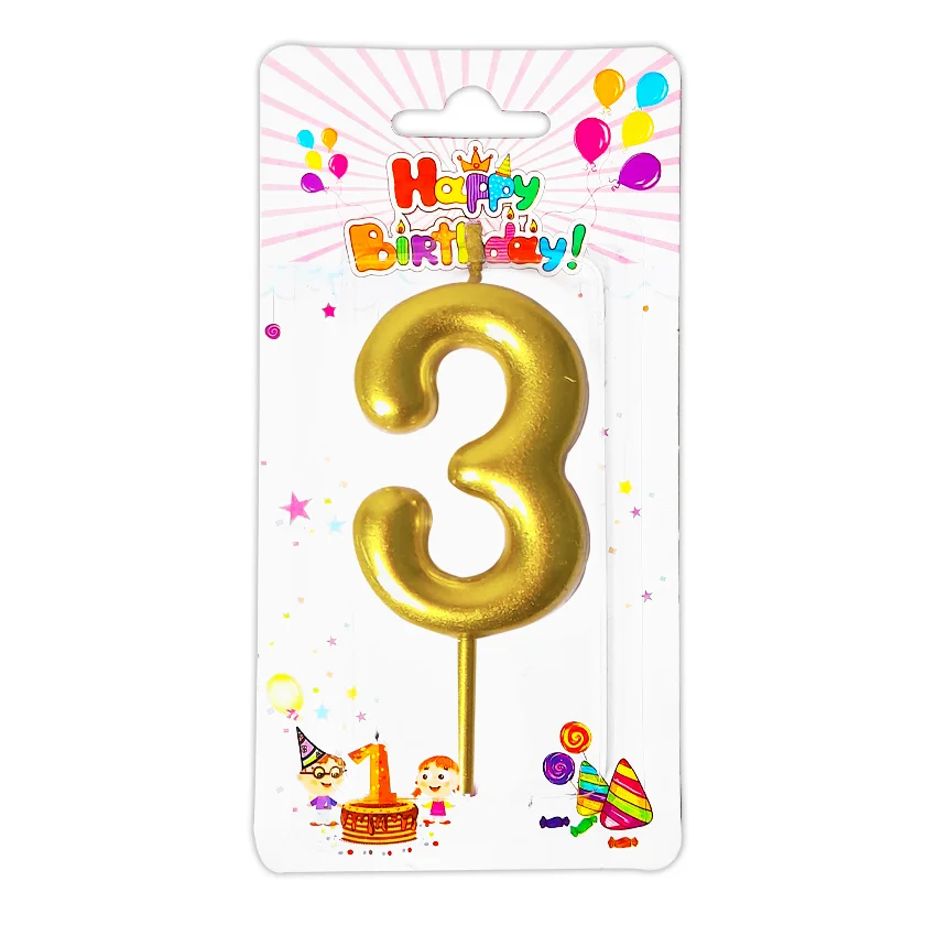 VELA NUMERO 6CM DORADA #3 (CJX12)