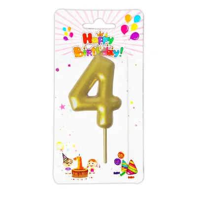 VELA NUMERO 6CM DORADA #4 (CJX12)