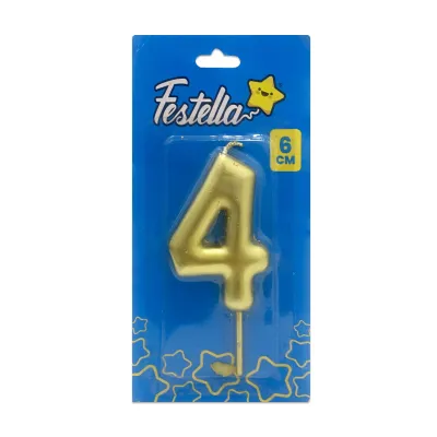 VELA NUMERO 6CM DORADA #4 (CJX12)