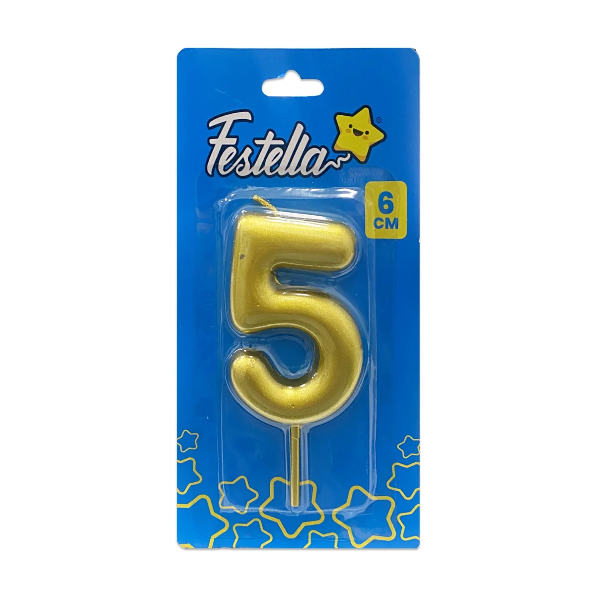 VELA NUMERO 6CM DORADA #5 (CJX12)