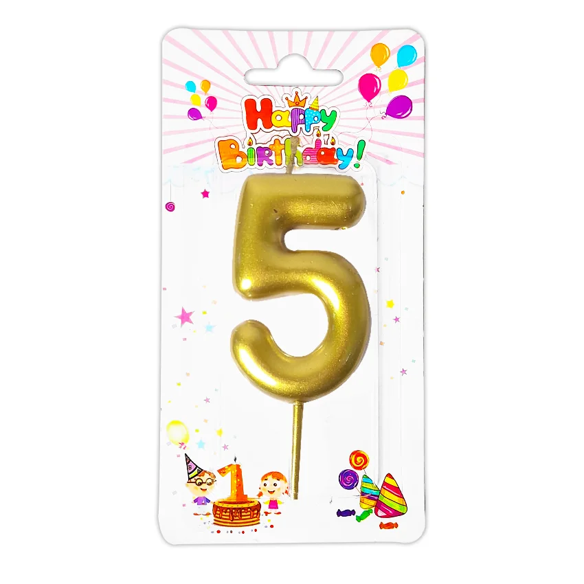 VELA NUMERO 6CM DORADA #5 (CJX12)