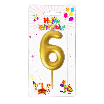 VELA NUMERO 6CM DORADA #6 (CJX12)