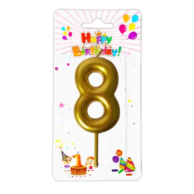 VELA NUMERO 6CM DORADA #8 (CJX12)