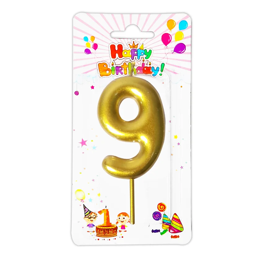VELA NUMERO 6CM DORADA #9 (CJX12)