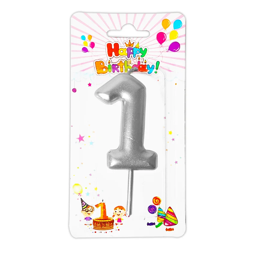 VELA NUMERO 6CM PLATEADA #1 (CJX12)