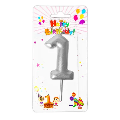 VELA NUMERO 6CM PLATEADA #1 (CJX12)