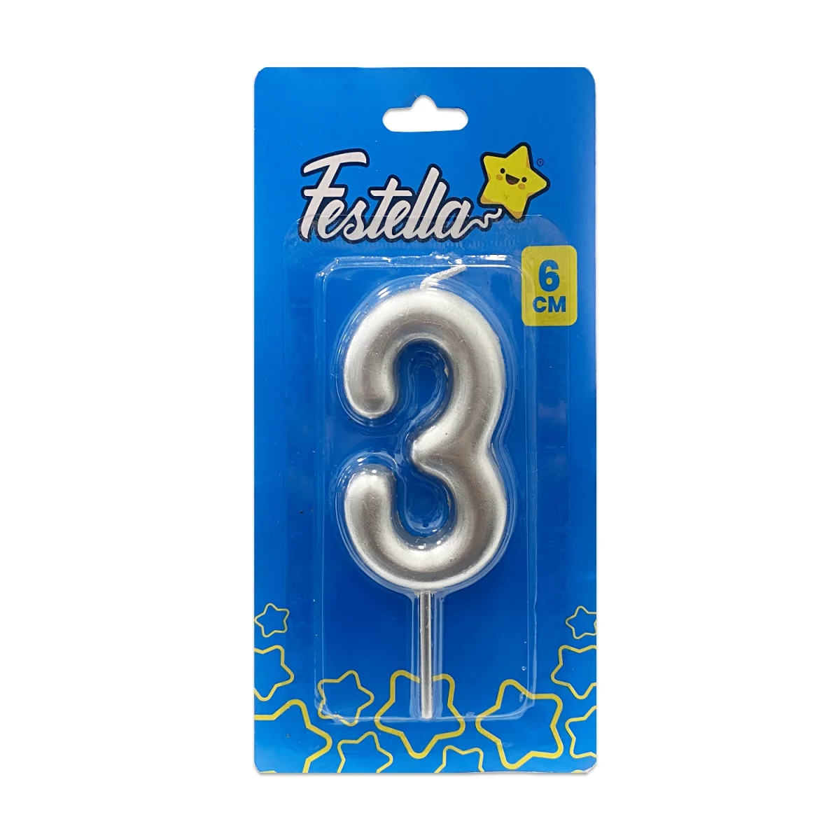 VELA NUMERO 6CM PLATEADA #3 (CJX12)