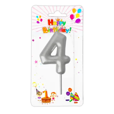 VELA NUMERO 6CM PLATEADA #4 (CJX12)