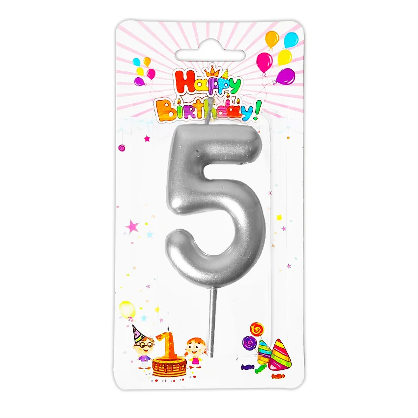 VELA NUMERO 6CM PLATEADA #5 (CJX12)