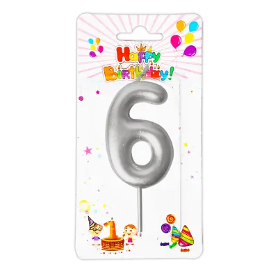 VELA NUMERO 6CM PLATEADA #6 (CJX12)