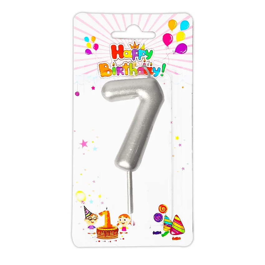 VELA NUMERO 6CM PLATEADA #7 (CJX12)