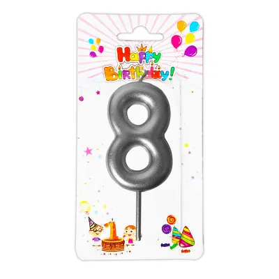 VELA NUMERO 6CM PLATEADA #8 (CJX12)