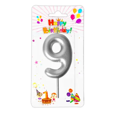 VELA NUMERO 6CM PLATEADA #9 (CJX12)