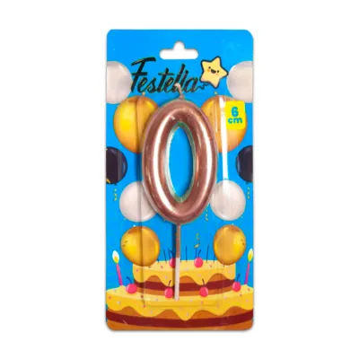 VELA NUMERO 6CM PALO ROSA #0 (CJX12)