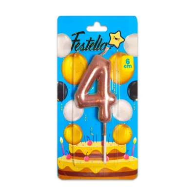 VELA NUMERO 6CM PALO ROSA #4 (CJX12)