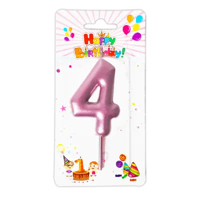 VELA NUMERO 6CM PALO ROSA #4 (CJX12)