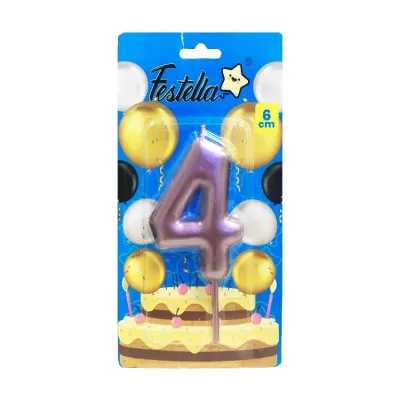 VELA NUMERO 6CM PALO ROSA #4 (CJX12)