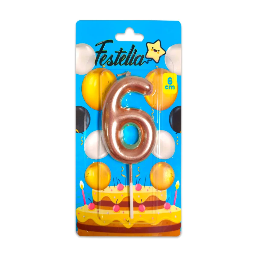 VELA NUMERO 6CM PALO ROSA #6 (CJX12)